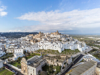 Fototapeta na wymiar aerial view of Ostuni, white city in Puglia Italy