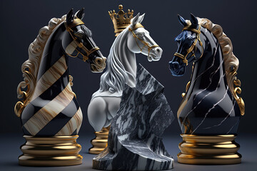 Portrait of chess pieces and chess board