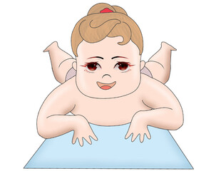 Baby reading paper book Sticker t-shirt cloth mug design Baby illustration child with eyes character cute little kid in diaper happy childhood small little vector babies newborn