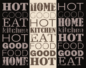 A set of posters on the theme of cuisine, food, fast food. Kitchen decor, banner, card. Vector elements.