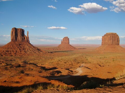 Monument Valley Rock Formations with Blue Sky 