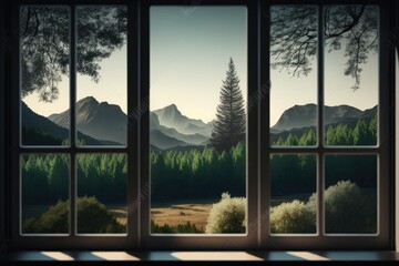 Landscape nature view background. view from window generative ai