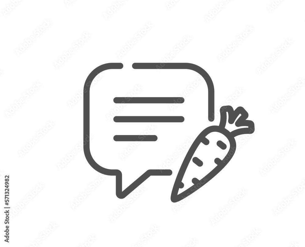 Poster chat bubble line icon. diet speech dialogue box sign. menu message symbol. quality design element. l
