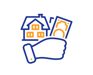 Buying house line icon. Buy real estate sign. Rent home symbol. Colorful thin line outline concept. Linear style buying house icon. Editable stroke. Vector