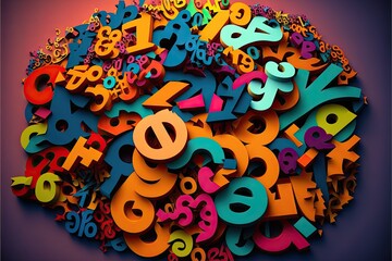 Colorful background with numbers and letters