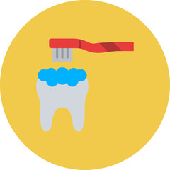 Teeth Brushing Multicolor Circle Flat Icon