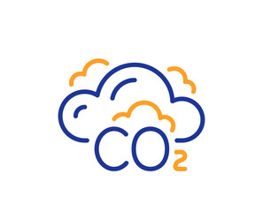 Co2 gas line icon. Carbon dioxide emissions sign. Exhaust reduction symbol. Colorful thin line outline concept. Linear style co2 icon. Editable stroke. Vector