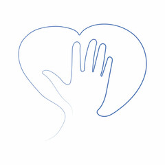 National month of volunteering April, icon, volunteer icon hand with heart. Concept of volunteering