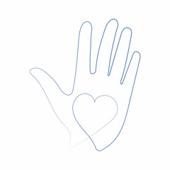 National month of volunteering April, icon, volunteer icon hand with heart. Concept of volunteering