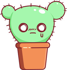 cute cartoon cactus with various cute expressions