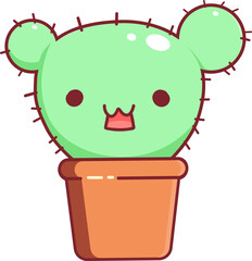 cute cartoon cactus with various cute expressions