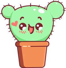 cute cartoon cactus with various cute expressions