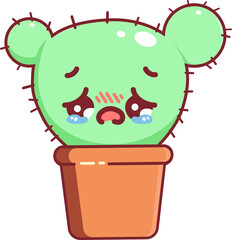 cute cartoon cactus with various cute expressions