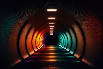 Obraz premium cyberpunk tunnel Generative AI 