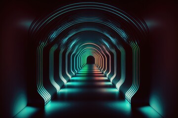 Fototapeta premium cyberpunk tunnel Generative AI 