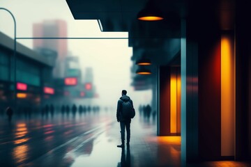 Man watching at city - Illustration