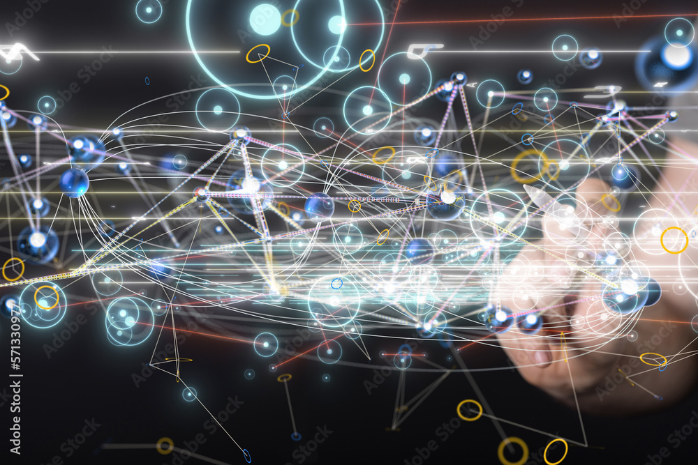 Poster conference Digital Network and data concept 3d - connection