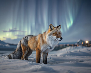 red fox in snow, Generative AI