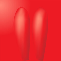 Realistic red bunny ears on red background. Happy easter. Holiday decoration for easter holiday. Illustration for greeting card,  invitation, poster. 3D illustration