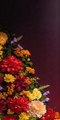 Colorful flower design, copy space, generative ai