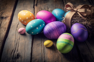 Fototapeta na wymiar The Ultimate Easter Decoration: Colored Eggs , generated by IA