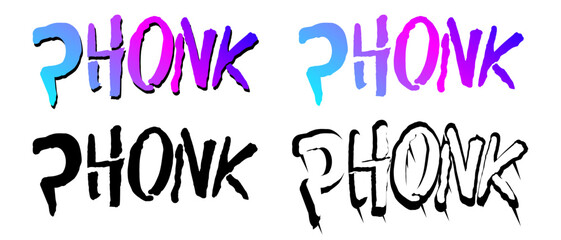 Cool inscription "Phonk" in graffiti style. Phonk text modern style. Youth culture. Vector isolated on white background.