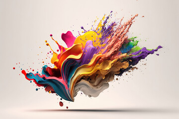 Splash of colored paints on white background. Illustrations AI generator