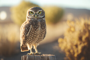 Big beautiful owl. Illustration AI Generative