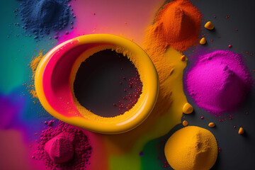  bright rangoli colors spread over black surface