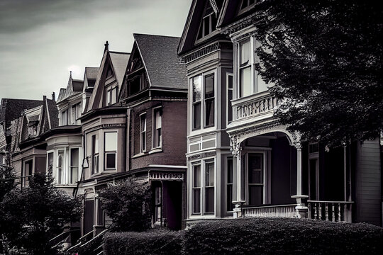 Victorian Charm: Street View of Enchanting Row Houses