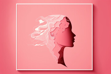 Minimalistic silhouette of woman face. Illustration for International Women's Day. AI generative.