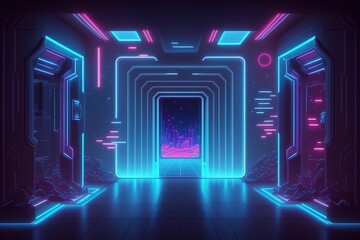 Neon glow gateway teleport background gate alley colorful gradient RGB