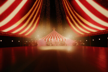 Image from inside a large circus illuminated by beautiful lights in its most incredible presentation. - obrazy, fototapety, plakaty