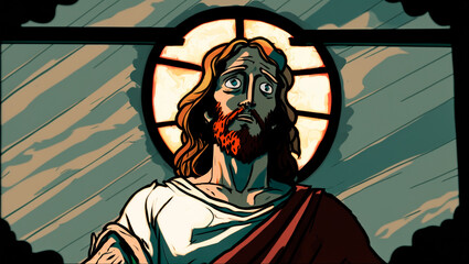 Fototapeta na wymiar Jesus, digital art, 2D illustration, 2D animation