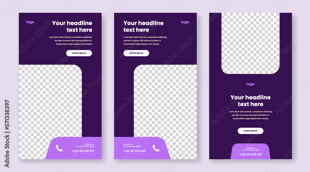Leinwandbilder editable minimal flat square banner template set. purple background color dynamic shapes. suitable b