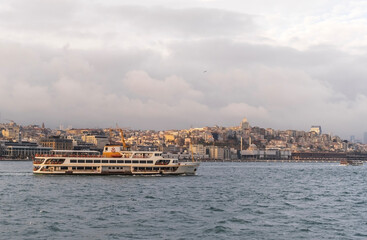 Istanbul silhouette. Sunset in Istanbul.