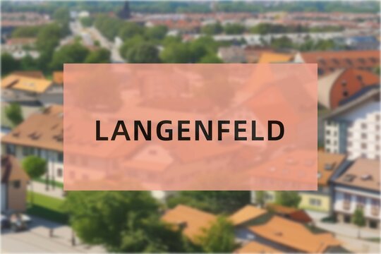 Langenfeld: Der Name der deutschen Stadt Langenfeld im Bundesland Nordrhein-Westfalen vor einem Hintergrundbild