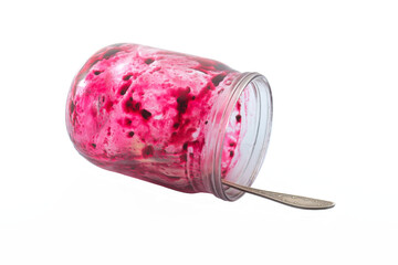 Upside down empty jam jar.