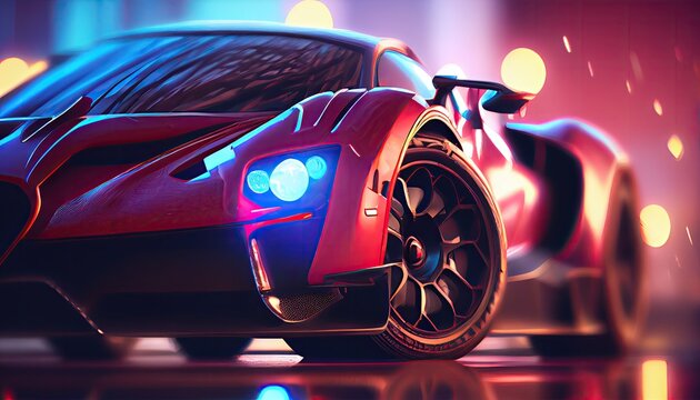 sport cars with blurred background wallpaper illustration. Generative Ai