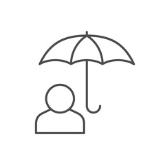 Insurance person protection line icon