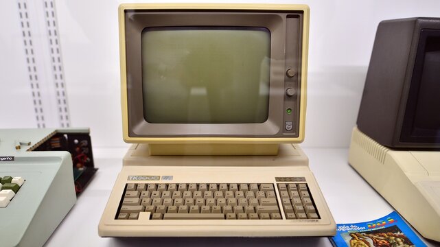 Warsaw, Poland. 10 February 2023. Inside the Apple Museum. TK 3000 II e computer.