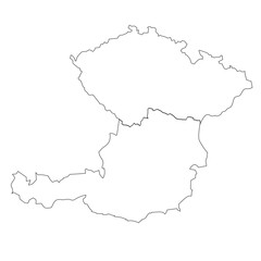 Czech Republic and Austria - map country border