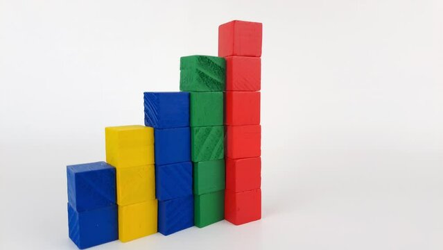 Minimal graph growing columns, in assorted colors concept of success rise positive trend development