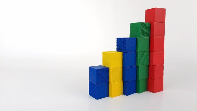Minimal graph growing columns, in assorted colors concept of success rise positive trend development