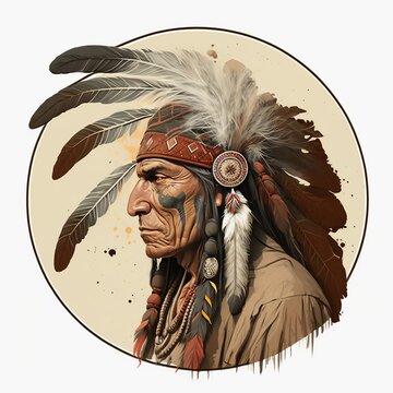 Logo of native american indian. Generative AI.