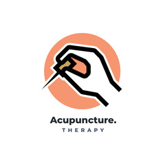 Acupunture therapy and wellness logo line icon design template vector illustration