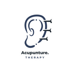 Acupunture therapy and wellness logo line icon design template vector illustration
