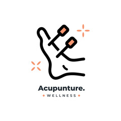 Acupunture therapy and wellness logo line icon design template vector illustration