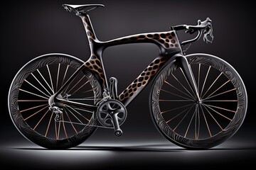 Fototapeta na wymiar Bicycle concept design with the frame design inspired by a girrafe body. Generative AI.