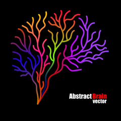 Abstract colorful brain with lines. Futuristic mind